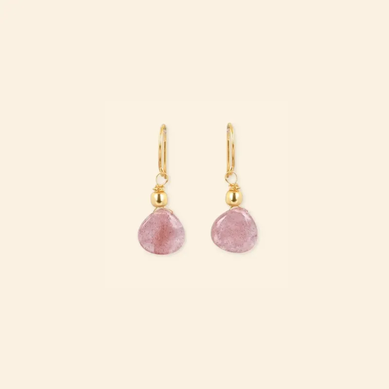 Boucles d’oreilles Quartz fraise – Plaqué Or 18 carats Boucles d’oreilles Quartz fraise – Plaqué Or 18 carats