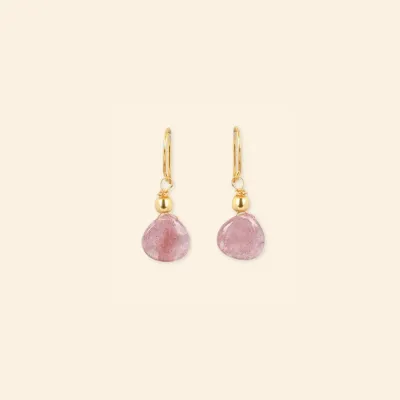 Boucles d’oreilles Quartz fraise – Plaqué Or 18 carats Boucles d’oreilles Quartz fraise – Plaqué Or 18 carats