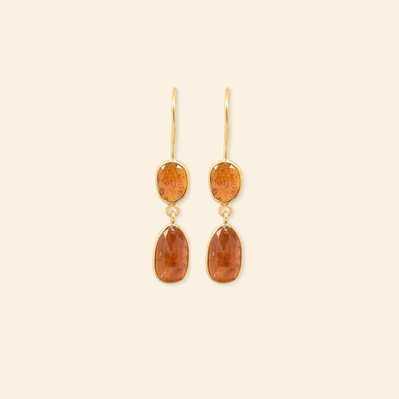 Boucles d’oreilles Cyanite orange – Plaqué Or 18 carats Boucles d’oreilles Cyanite orange – Plaqué Or 18 carats