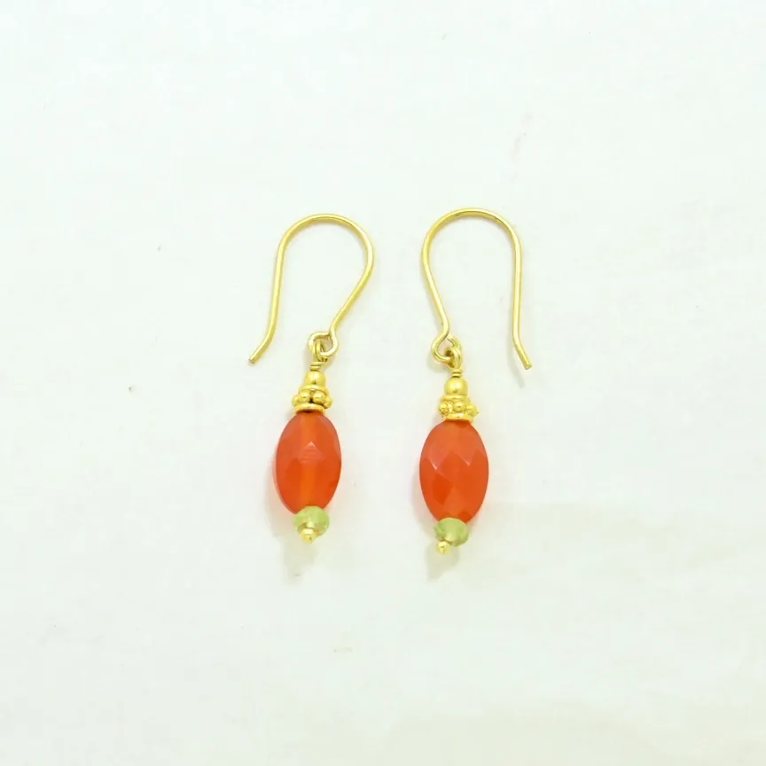 Boucles d’oreilles Cornaline &amp; Péridot – Argent 925 plaqué Or