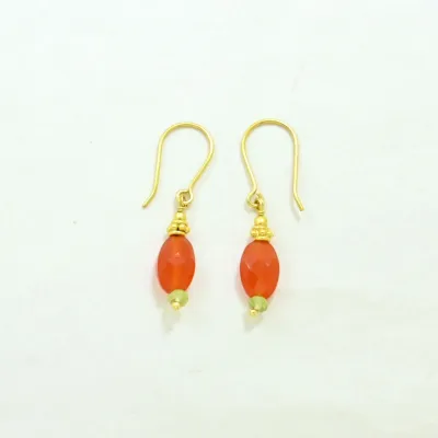 Boucles d’oreilles Cornaline &amp; Péridot – Argent 925 plaqué Or