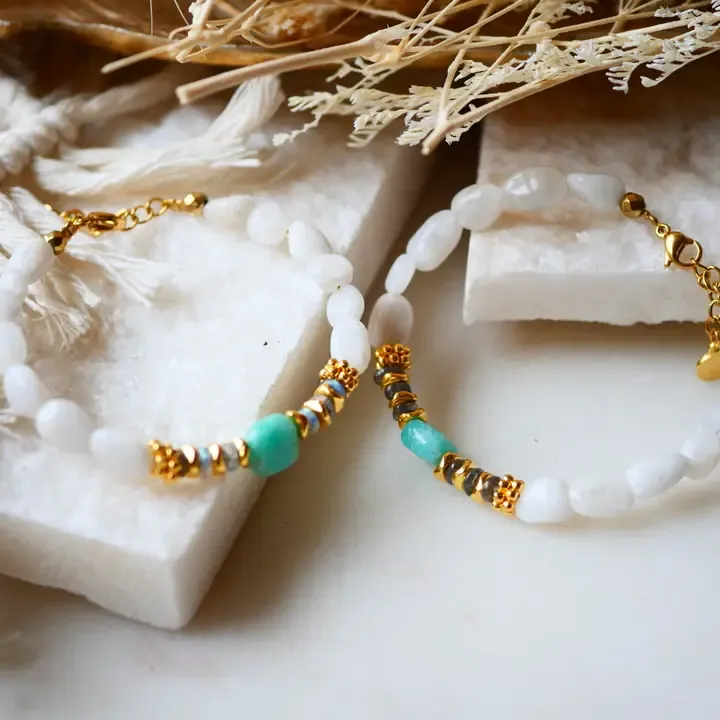 Bracelet Pierre de Lune & Amazonite