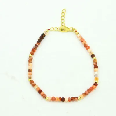 Bracelet Opale Orange en Argent 925 Plaqué Or