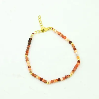 Bracelet Opale Orange en Argent 925 Plaqué Or