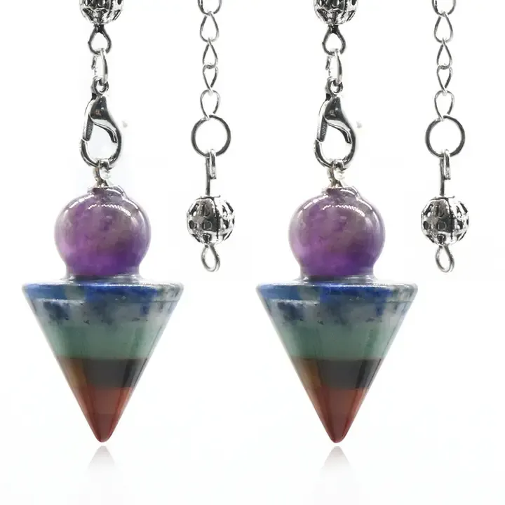Pendule en Cristal aux Couleurs des Chakras Pendule en Cristal aux Couleurs des Chakras