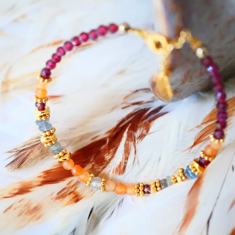 Bracelet Grenat, Aventurine Rouge & Labradorite Bracelet Grenat, Aventurine Rouge & Labradorite