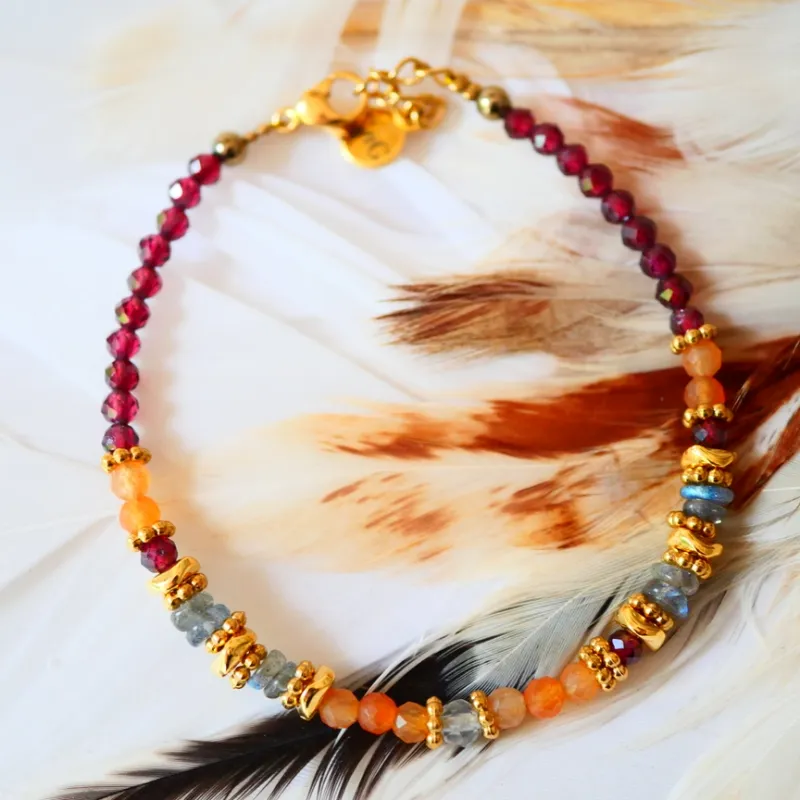Bracelet Grenat, Aventurine Rouge & Labradorite