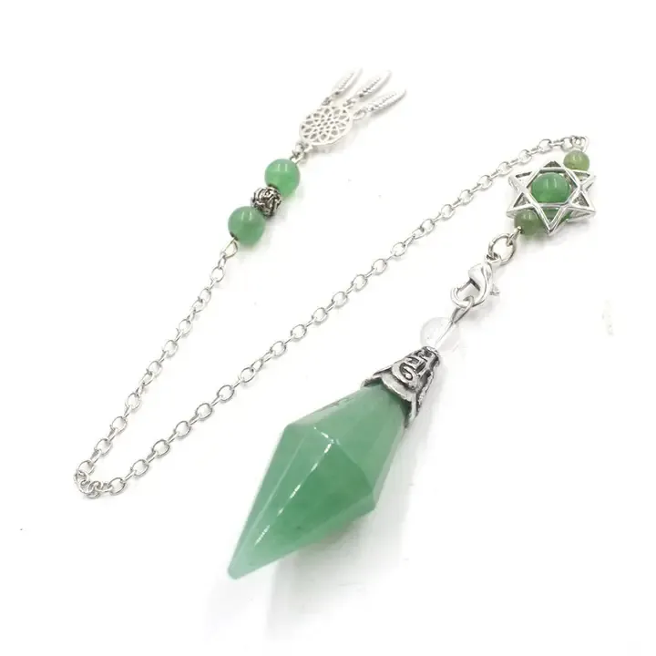Pendule Hexagramme Attrape-Rêves en Aventurine Verte Pendule Hexagramme Attrape-Rêves en Aventurine Verte