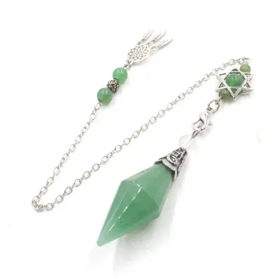 Pendule Hexagramme Attrape-Rêves en Aventurine Verte