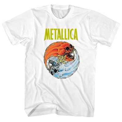 Metallica Fire And Ice Mens T Shirt White Retro Pop Classics