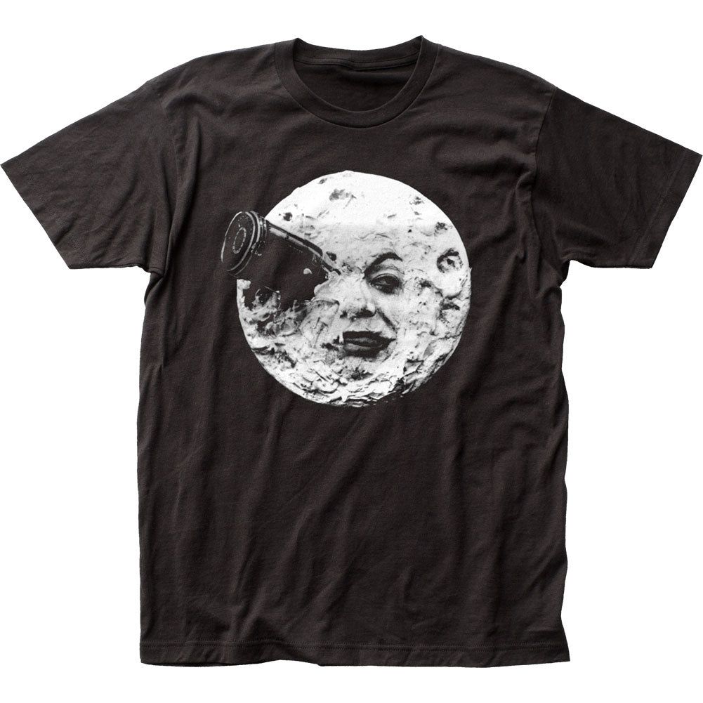 A Trip to the Moon Mens T Shirt Black Retro Pop Classics