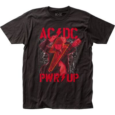 AC/DC Angus PWR Up Mens T Shirt Black Retro Pop Classics