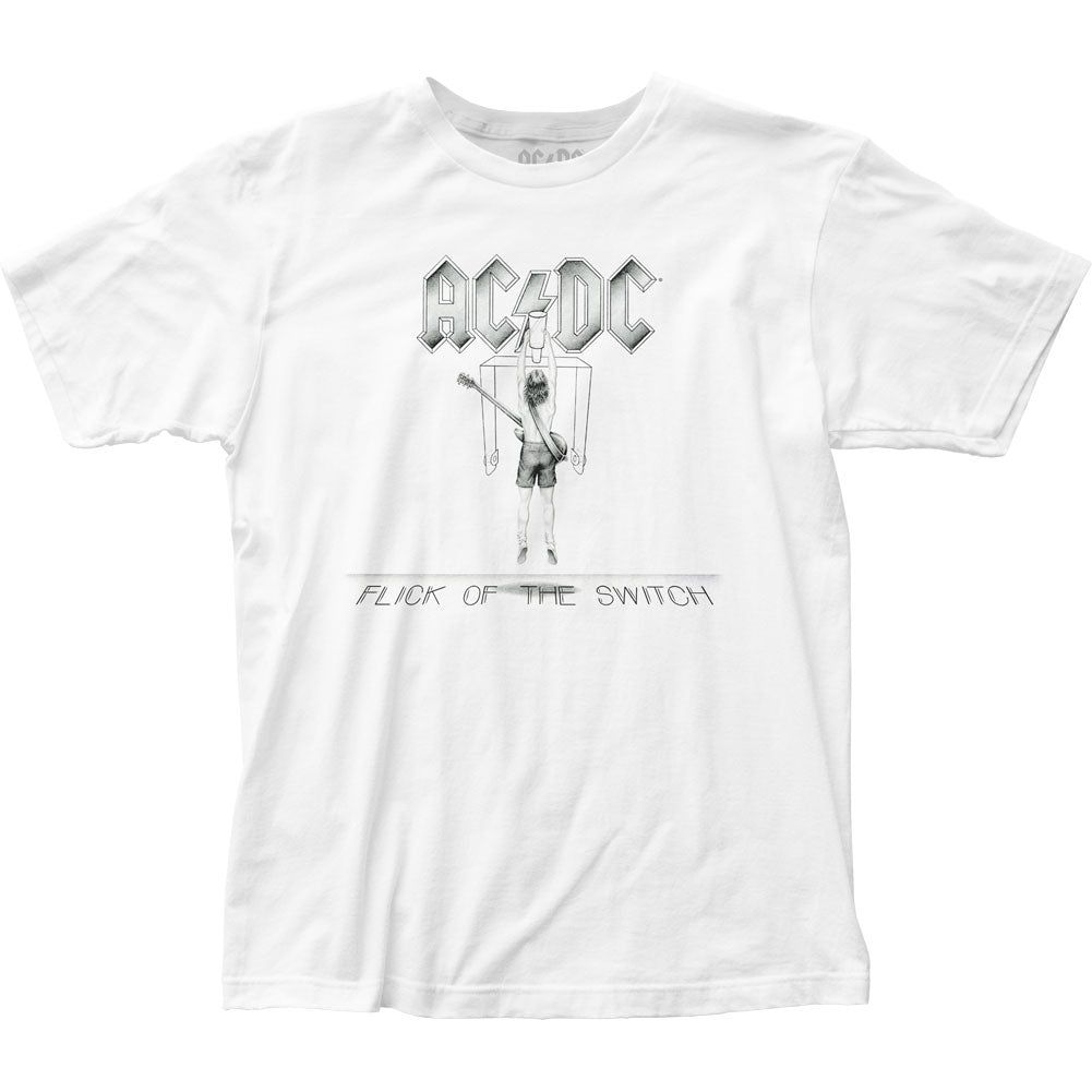 AC/DC Flick Of The Switch Mens T Shirt White Retro Pop Classics