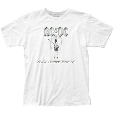 AC/DC Flick Of The Switch Mens T Shirt White Retro Pop Classics