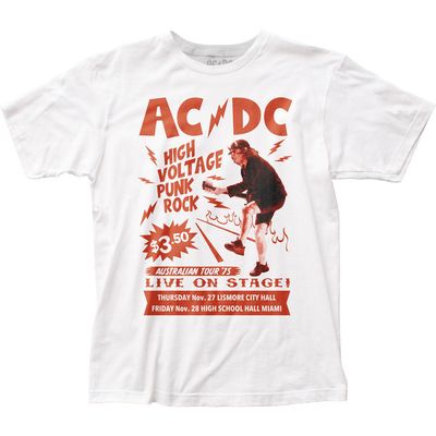 AC/DC Live on Stage Mens T Shirt White Retro Pop Classics