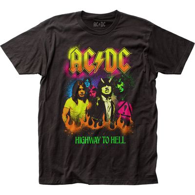 AC/DC Neon Highway To Hell Mens T Shirt Black Retro Pop Classics