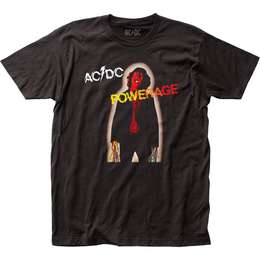 AC/DC Powerage Mens T Shirt Black Retro Pop Classics