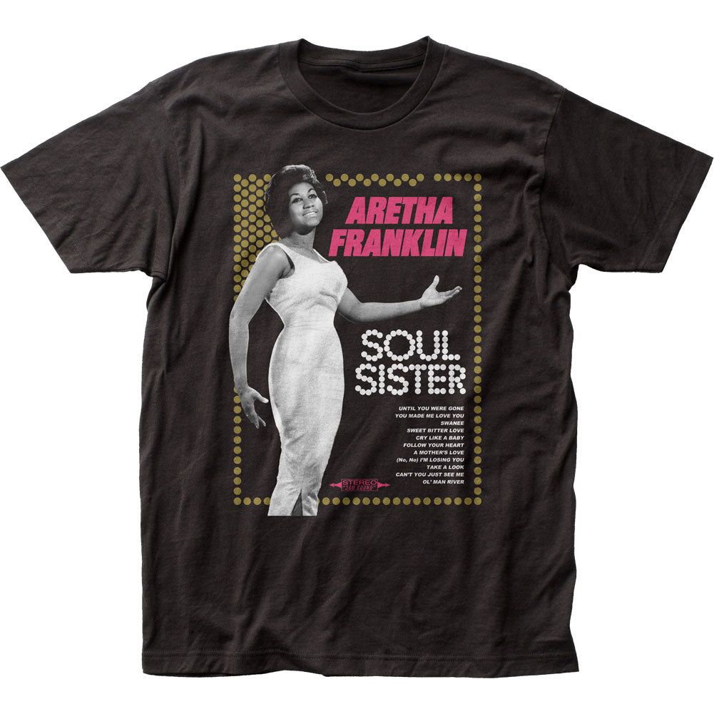 Aretha Franklin Soul Sister Mens T Shirt Black Retro Pop Classics