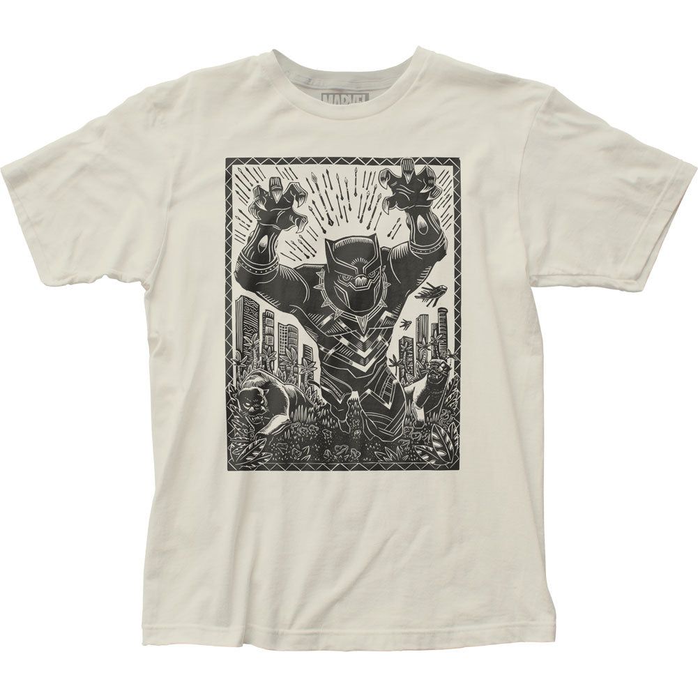 Black Panther Black Panther Woodcut Mens T Shirt Vintage White Retro Pop Classics