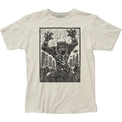 Black Panther Black Panther Woodcut Mens T Shirt Vintage White Retro Pop Classics