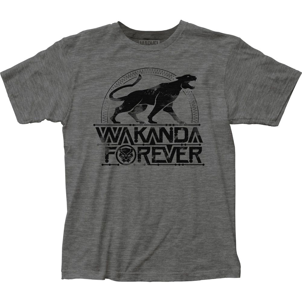 Black Panther Wakanda Forever Mens T Shirt Grey Retro Pop Classics