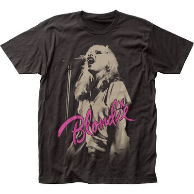 Blondie Mic Mens T Shirt Black Retro Pop Classics