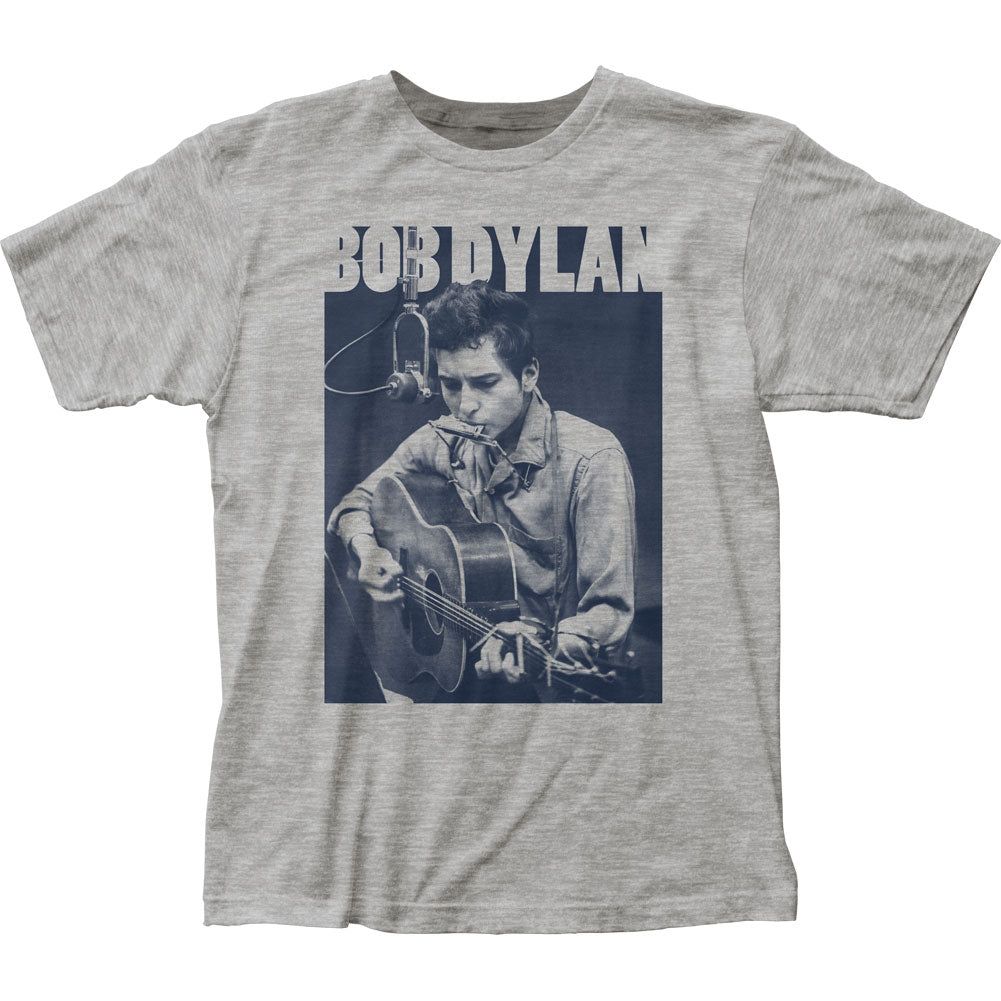 Bob Dylan Harmonica Mens T Shirt Grey Retro Pop Classics