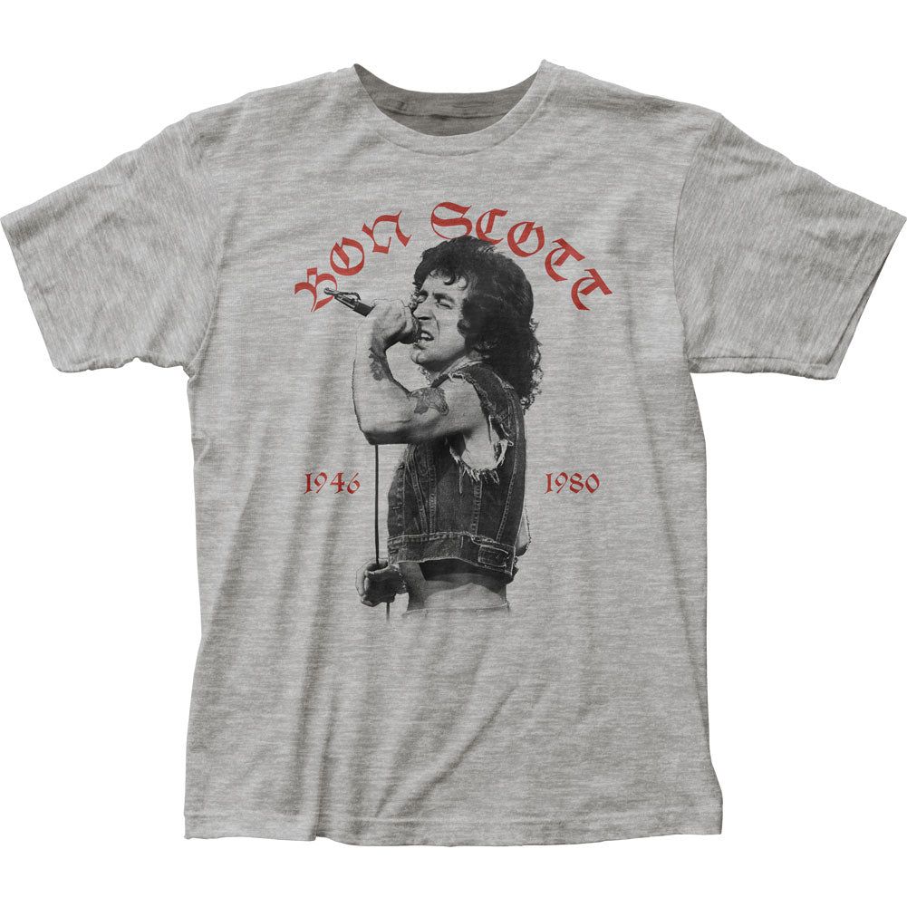 Bon Scott 1946-1980 Mens T Shirt Sport Grey Retro Pop Classics