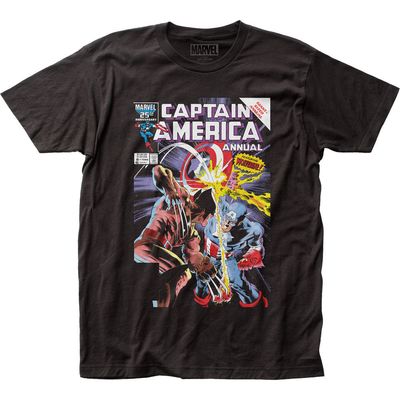 Captain America Captain America vs Wolverine Mens T Shirt Black Retro Pop Classics