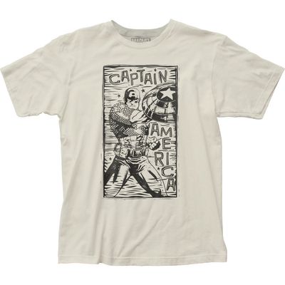 Captain America Captain America Woodcut Mens T Shirt Vintage White Retro Pop Classics