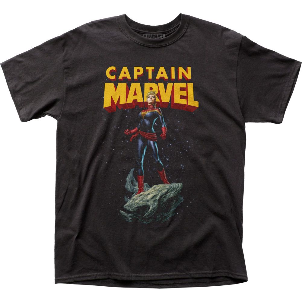 Captain Marvel Asteroid Mens T Shirt Black Retro Pop Classics