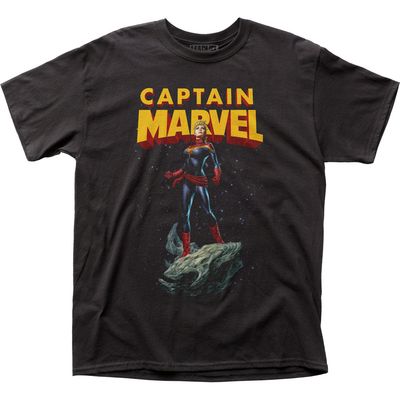 Captain Marvel Asteroid Mens T Shirt Black Retro Pop Classics