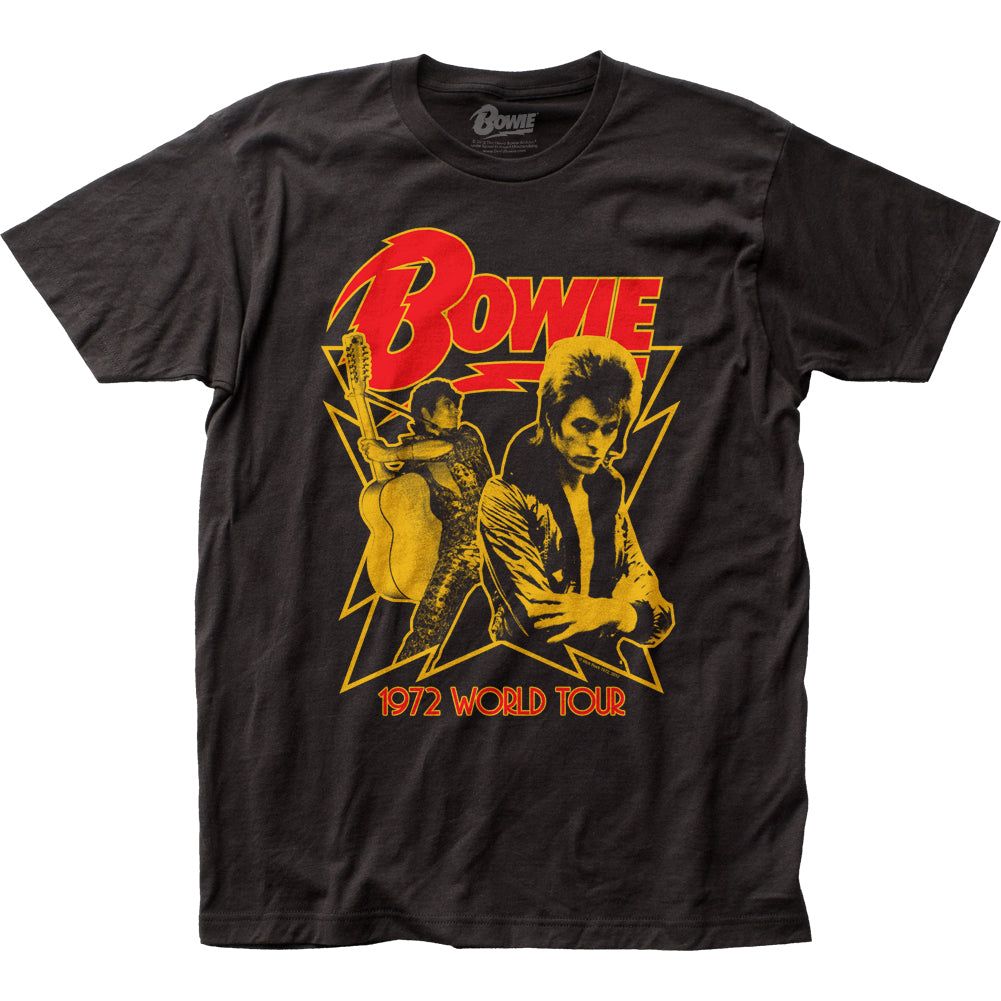 David Bowie 1972 World Tour Mens T Shirt Black Retro Pop Classics