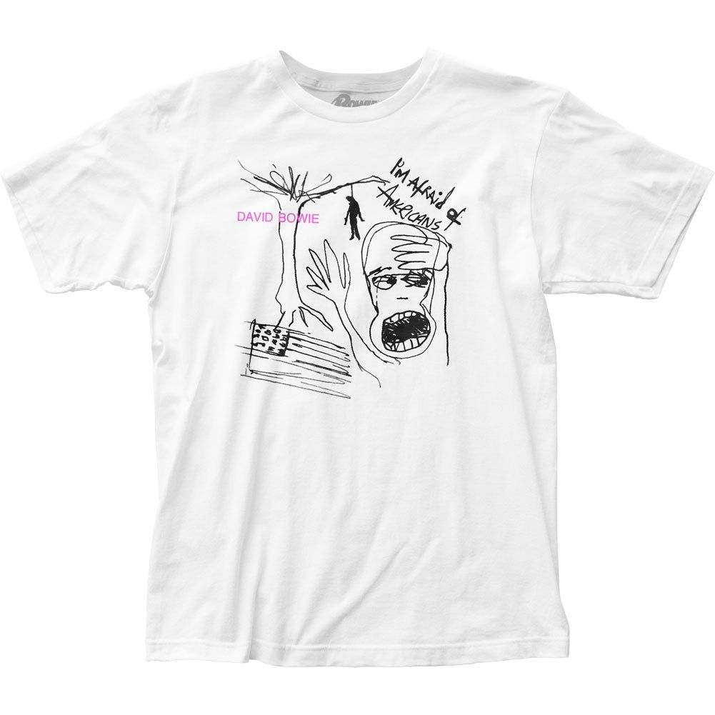 David Bowie Afraid of Americans Mens T Shirt White Retro Pop Classics