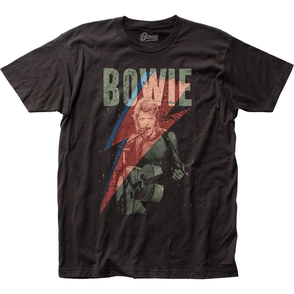 David Bowie Distressed Bolt Mens T Shirt Black Retro Pop Classics