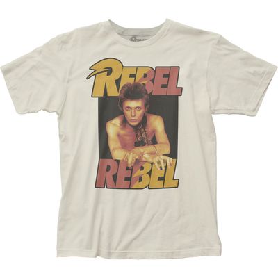 David Bowie Rebel Rebel Mens T Shirt Natural Retro Pop Classics