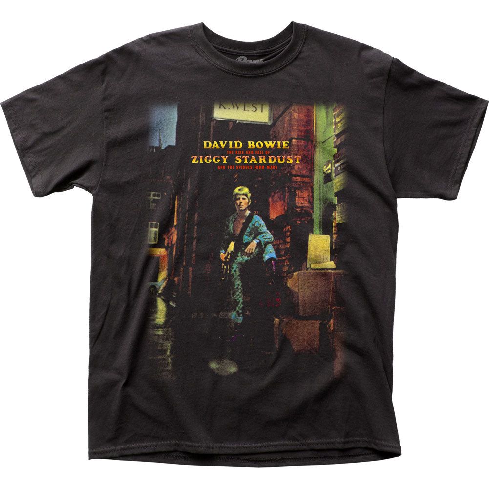 David Bowie Ziggy Plays Guitar Mens T Shirt Black Retro Pop Classics