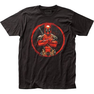 Deadpool Crossed Mens T Shirt Black Retro Pop Classics