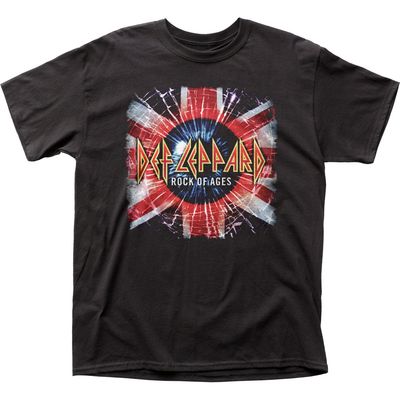 Def Leppard Rock Of Ages Union Jack Mens T Shirt Black Retro Pop Classics