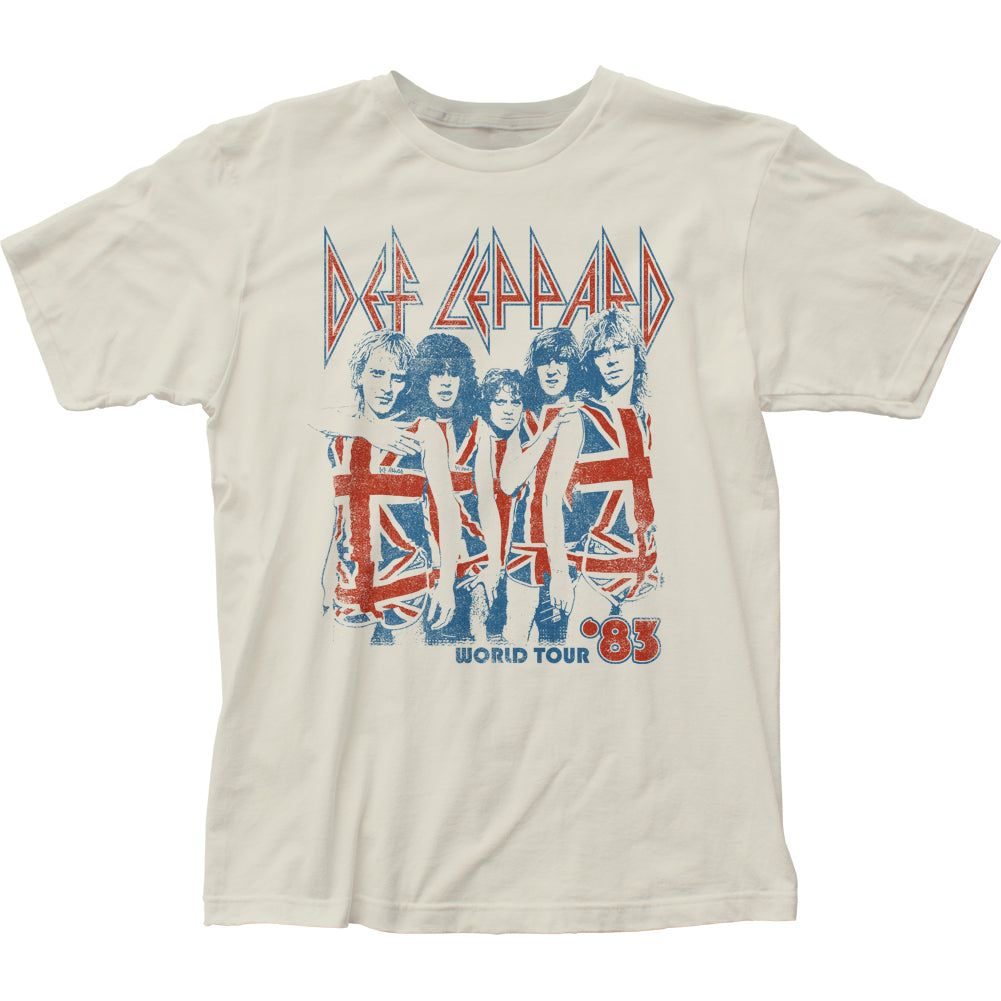Def Leppard World Tour 83 Mens T Shirt Vintage White Retro Pop Classics