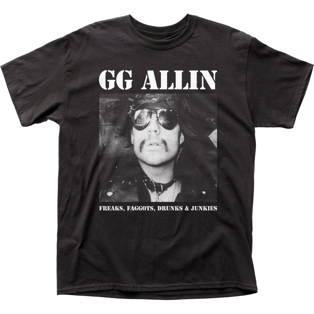 GG Allin Freaks Faggots Drunks Junkies Mens T Shirt Black Retro Pop Classics