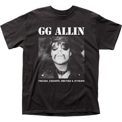 GG Allin Freaks Faggots Drunks Junkies Mens T Shirt Black Retro Pop Classics
