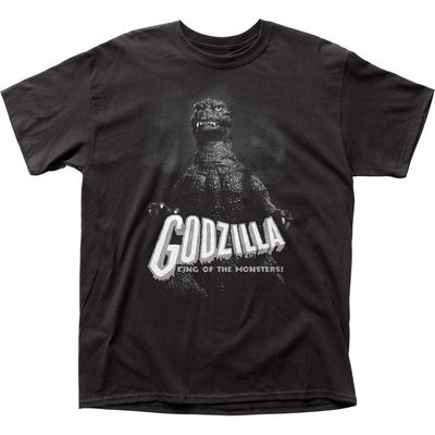 Godzilla B&amp;W King of the Monsters Mens T Shirt Black Retro Pop Classics