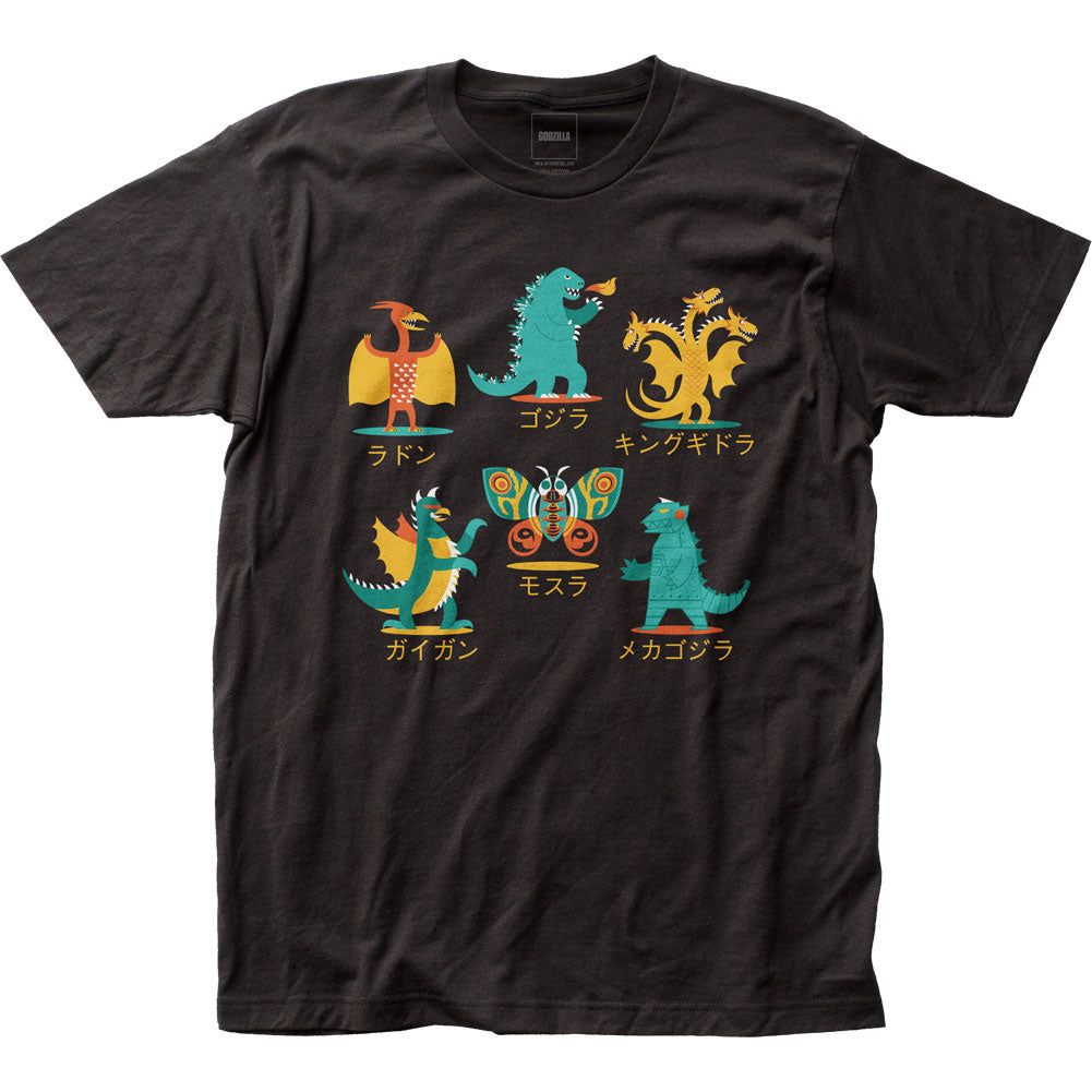 Godzilla Godzilla &amp; Friends Mens T Shirt Black Retro Pop Classics