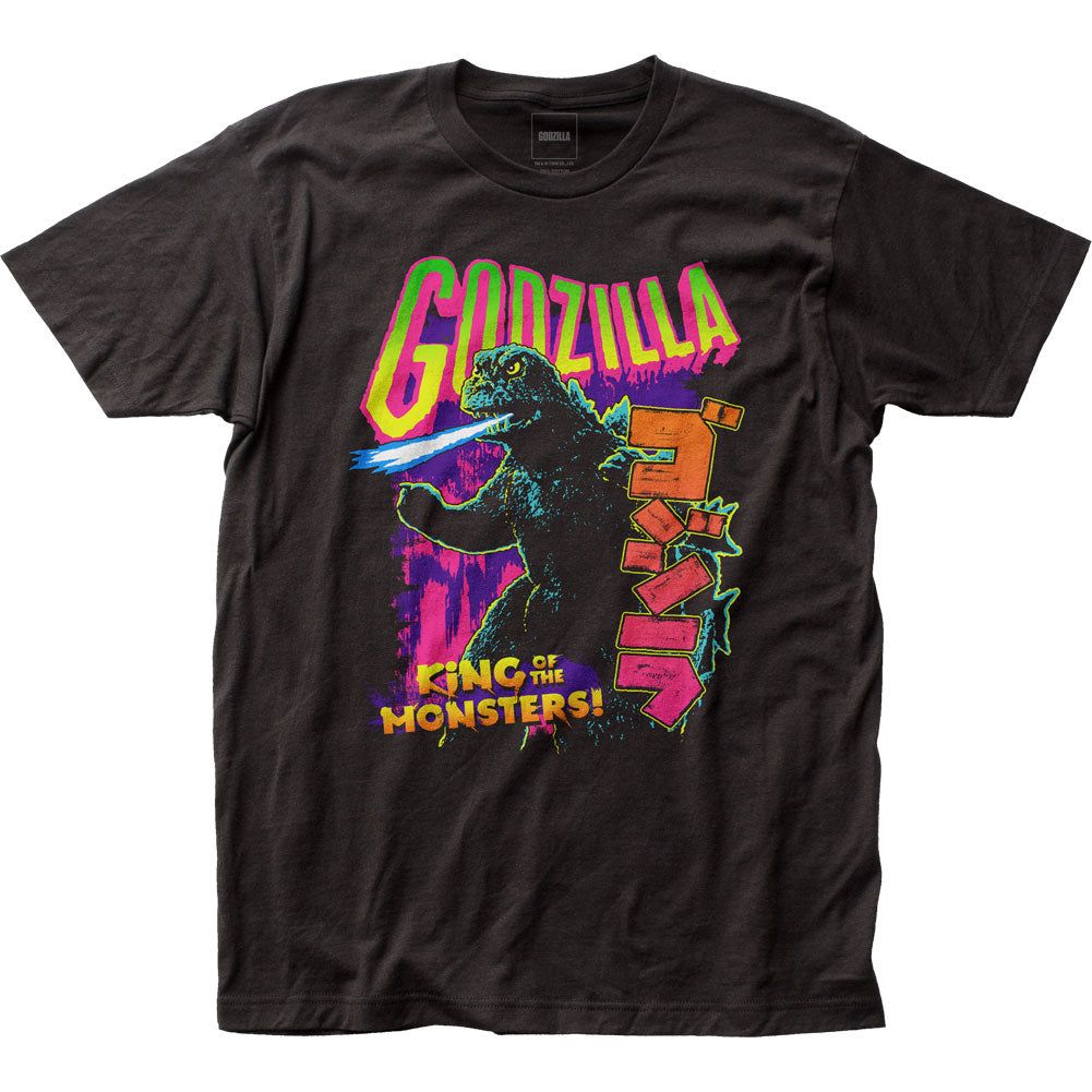 Godzilla Neon Mens T Shirt Black Retro Pop Classics