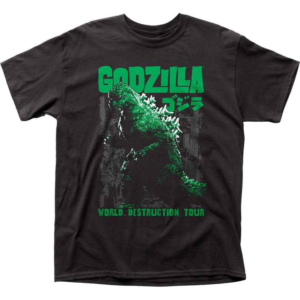 Godzilla World Destruction Tour Mens T Shirt Black Retro Pop Classics
