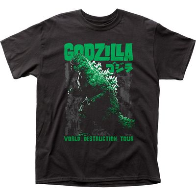 Godzilla World Destruction Tour Mens T Shirt Black Retro Pop Classics