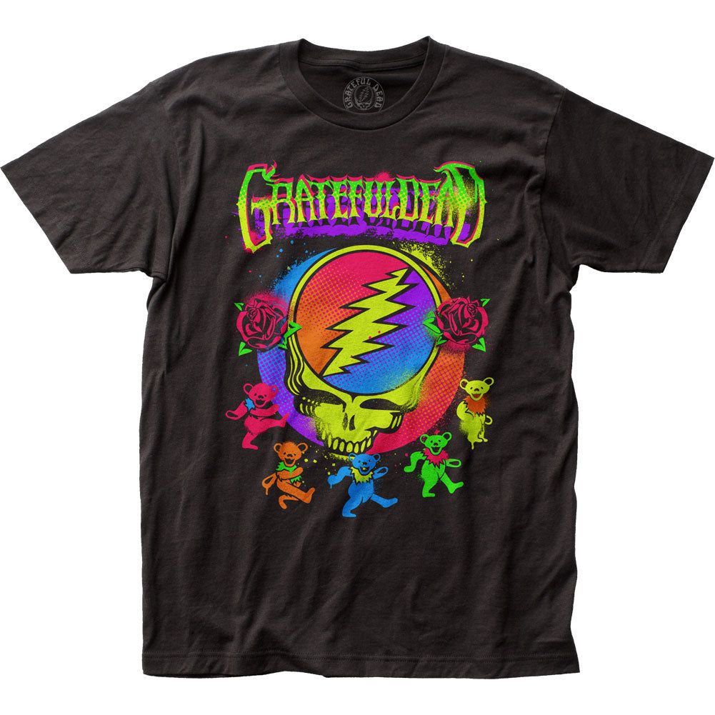 Grateful Dead Neon Splatter Mens T Shirt Black Retro Pop Classics
