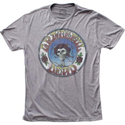 Grateful Dead Skull and Roses Mens T Shirt Grey Retro Pop Classics