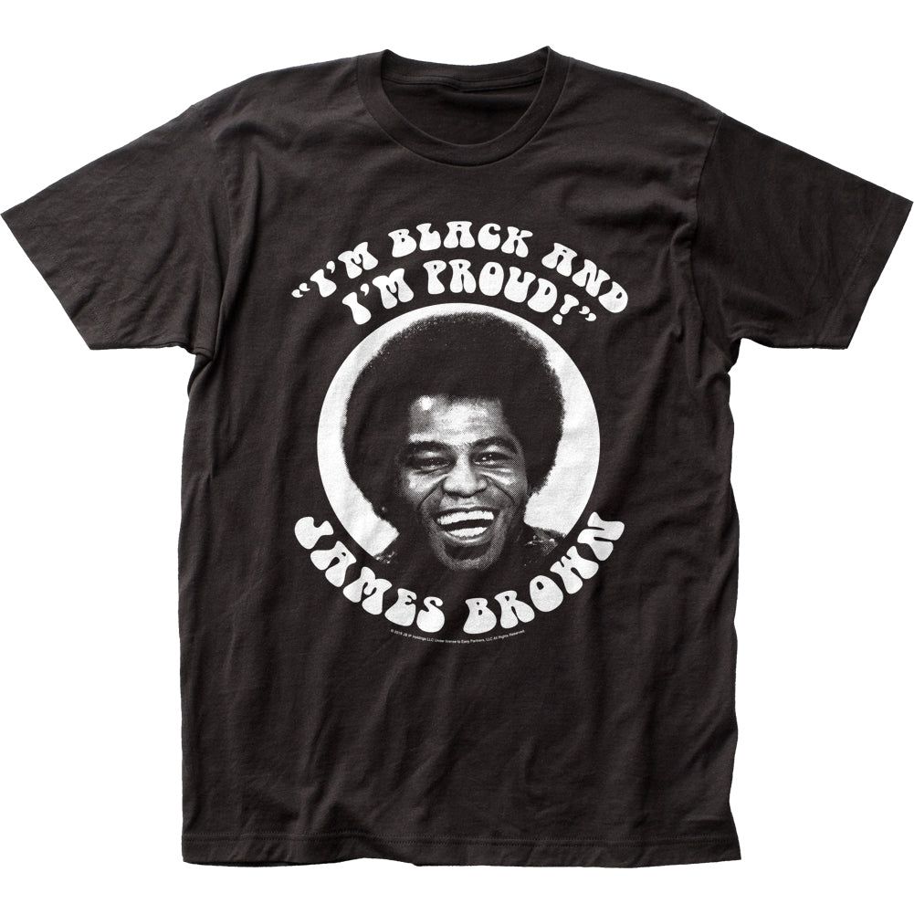James Brown Black and Proud Mens T Shirt Black Retro Pop Classics